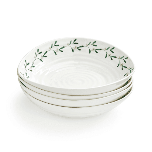 Image showing the Mistletoe Set of 4 Pasta Bowls, D23.5cm, White/Green product.