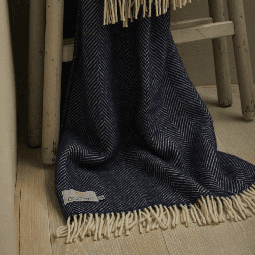 Image showing the Fishbone Throw, 150 x 183cm, Navy product.