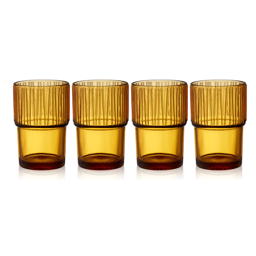 Image showing the Kusintha Set of 4 Cafe Glasses, 380ml, Amber product.