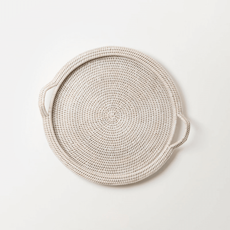 Inle Rattan Tray, D40cm, White