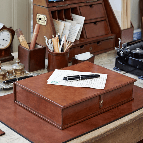 Image showing the Leather Magazine Folder, L37 x W27 x H8cm, Conker Brown product.