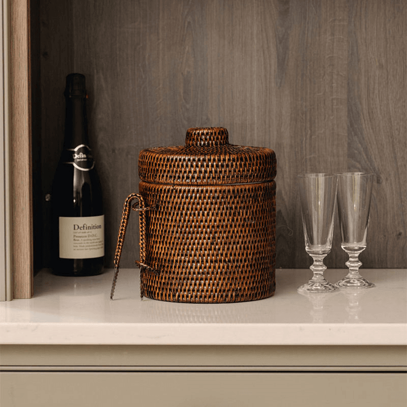 Rattan Ice Bucket, H25cm, Brown