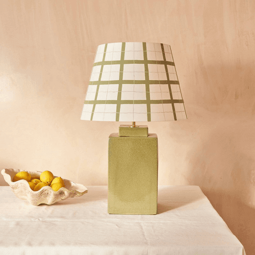 Image showing the Hum London Gingham Lampshade, 35cm, Mossy Green product.