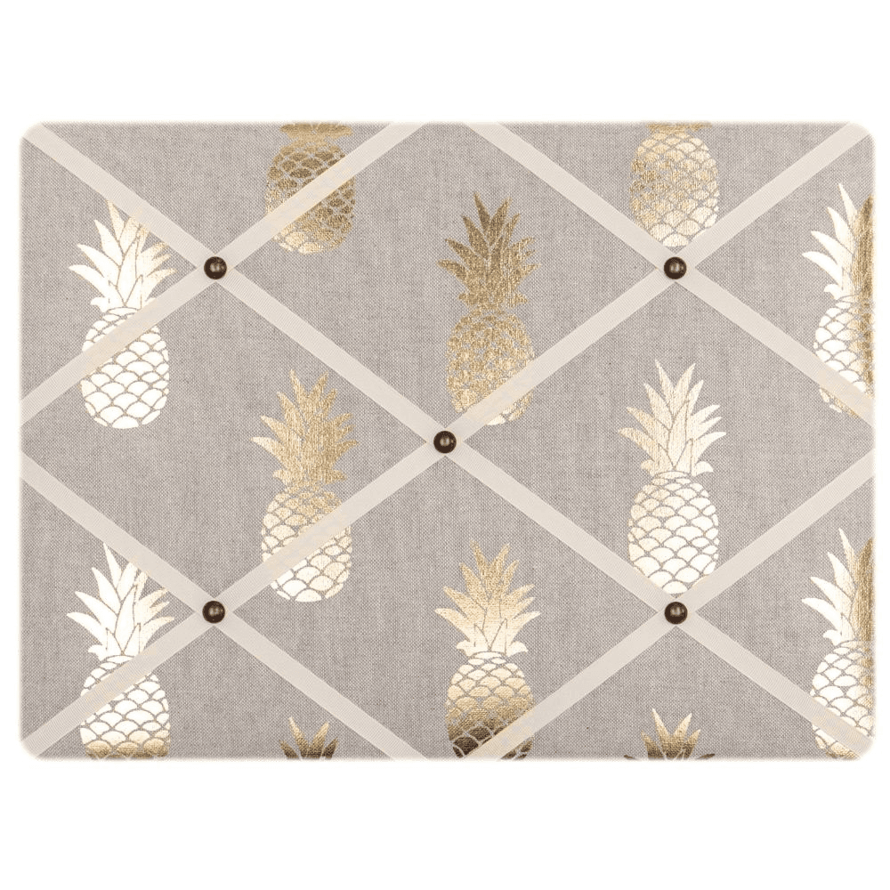 Notice Board, Luxury Golden Pineapple, Cream Ribbon,           60 x 40cm