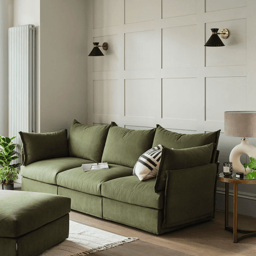 Image showing the Model 06 Velvet 3 Seater Sofa With Chaise, Vine product.