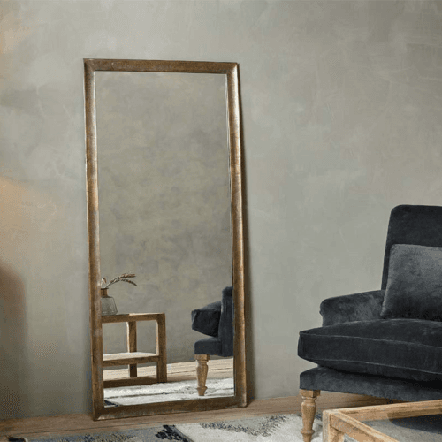 Image showing the Yadur Full Length Mirror, H166.5 x W75.5cm, Antique Brass product.