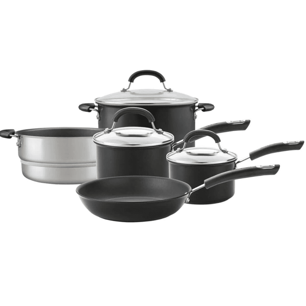 Total Hard Anodised Non Stick Set of 5 Pans, Black