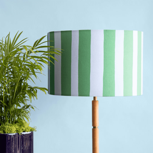 Image showing the Stripe Drum Shade, 35cm, Blue & Green product.