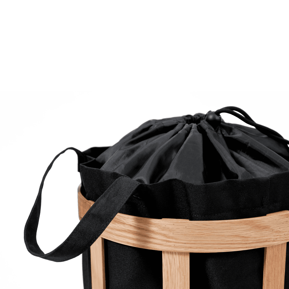 Laundry basket cage, H63 x W31 x D31cm, Black/Oak