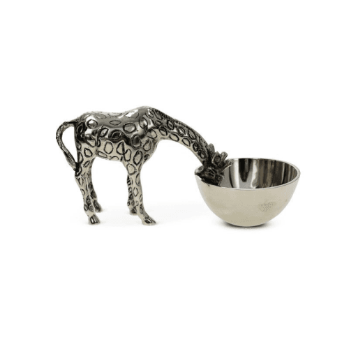 Image showing the Wild Giraffe Nibbles Bowl, L28 x W12.5 x H14.5 cm, Silver product.