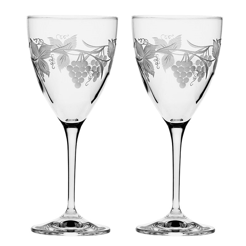 Grapevine Set of 2 Large Wine Glasses, 350ml, Clear