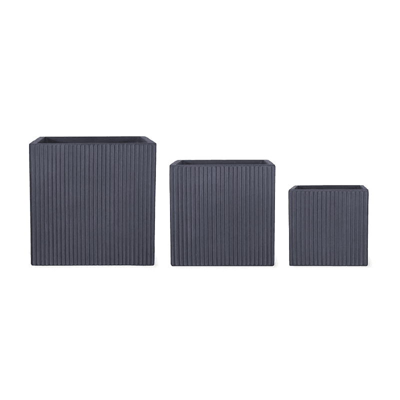 Siddington Set of 3 Square Planters, Grey