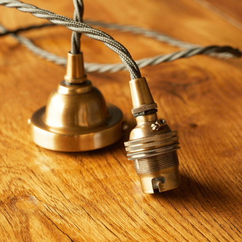 Image showing the Ted Ceramic Shade with Antiqued Brass Gallery, D29.5cm, Navy product.