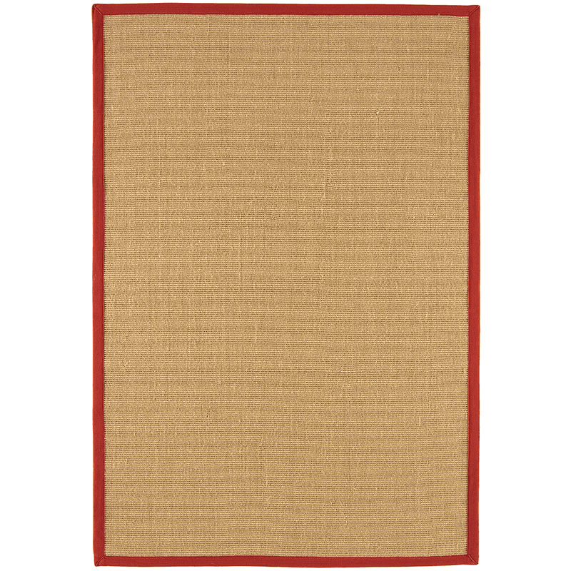 Sisal linen border runner, 200 x 300cm, red