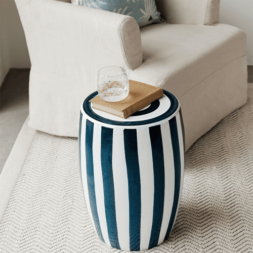 Image showing the Rander Ceramic Stool, H47cm, Sapphire/White product.