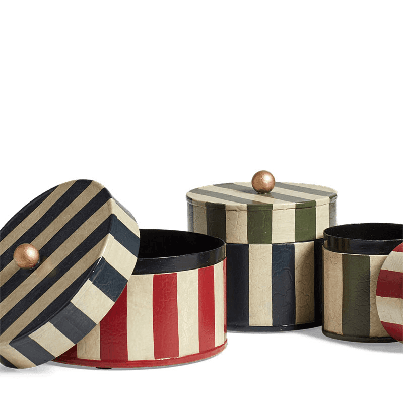 Joshuah Set of 3 Lidded Pots and Tray, H10cm, Multi