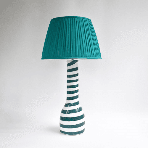 Image showing the Côte d'Azur Collection Soho Hand Thrown & Glazed Table Lamp Base Only, Teal Green/White product.