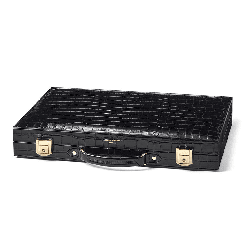 Backgammon Set, L45cm x W30cm, Black Croc