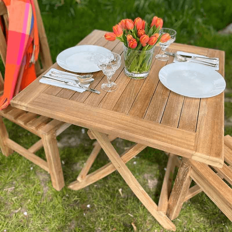 Iris Square Folding Table, L70 x W70cm, Teak