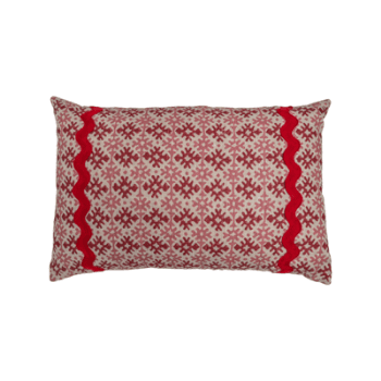 Cushion, Hemant, Red/Pink, Wavy Trim
