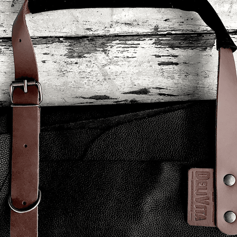 Leather apron, H98 x W60 x L98cm, Black/Brown