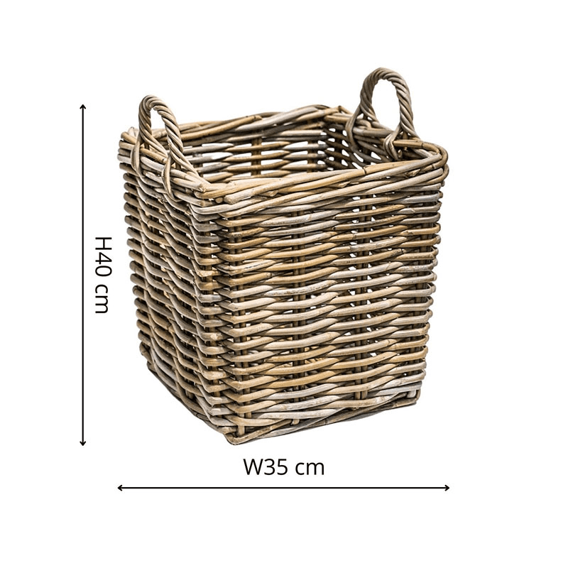 Wicker Fireside Set of 2 Log Baskets, Grey, Grey