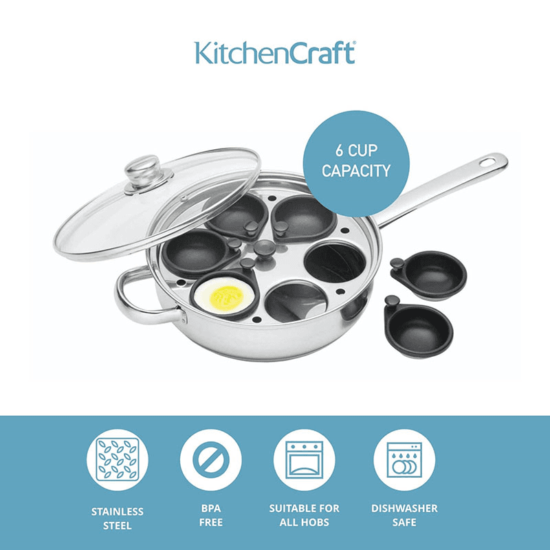 Clearview Egg poacher with 6 compartments, 28cm, stainless steel
