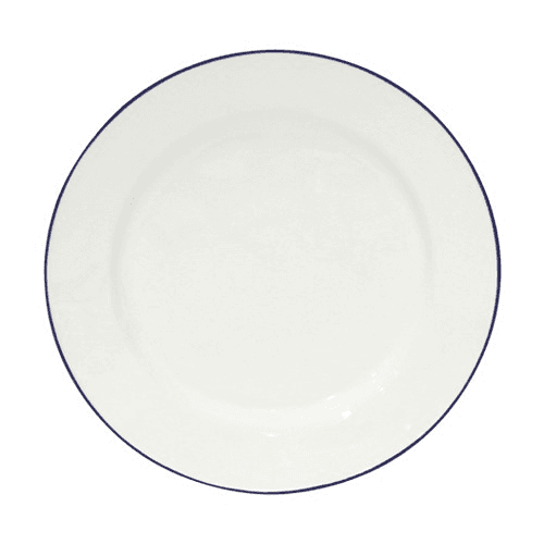 Image showing the Beja Set of 6 dinner plates, 28cm, White With Blue Rim product.