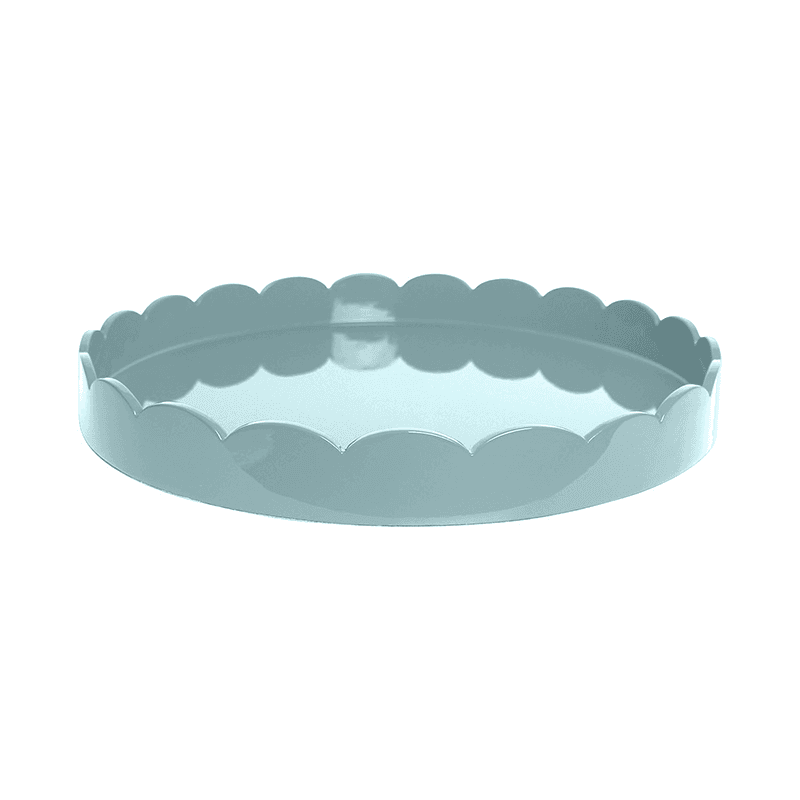 Lacquered Scallop Round Tray D50cm, Eau De Nil