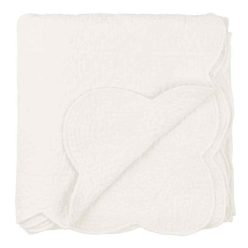 Nina Scalloped Quilted Cotton Bedspread, Double/ King, White