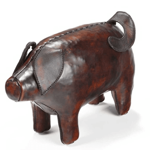 Image showing the Hand Crafted Leather Miniature Standing Pig product.
