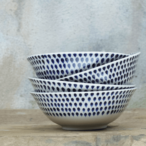 Image showing the Indigo Drop Cereal Bowl, D17cm, Cream and Indigo product.