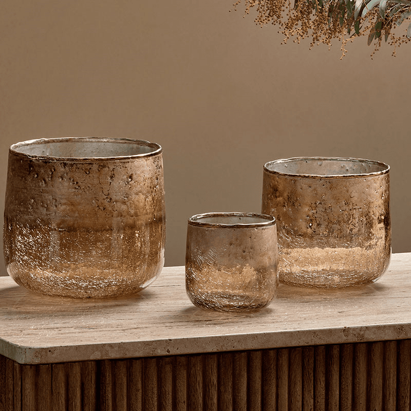 Konara Tealight Holder, D9cm, Copper Smoke