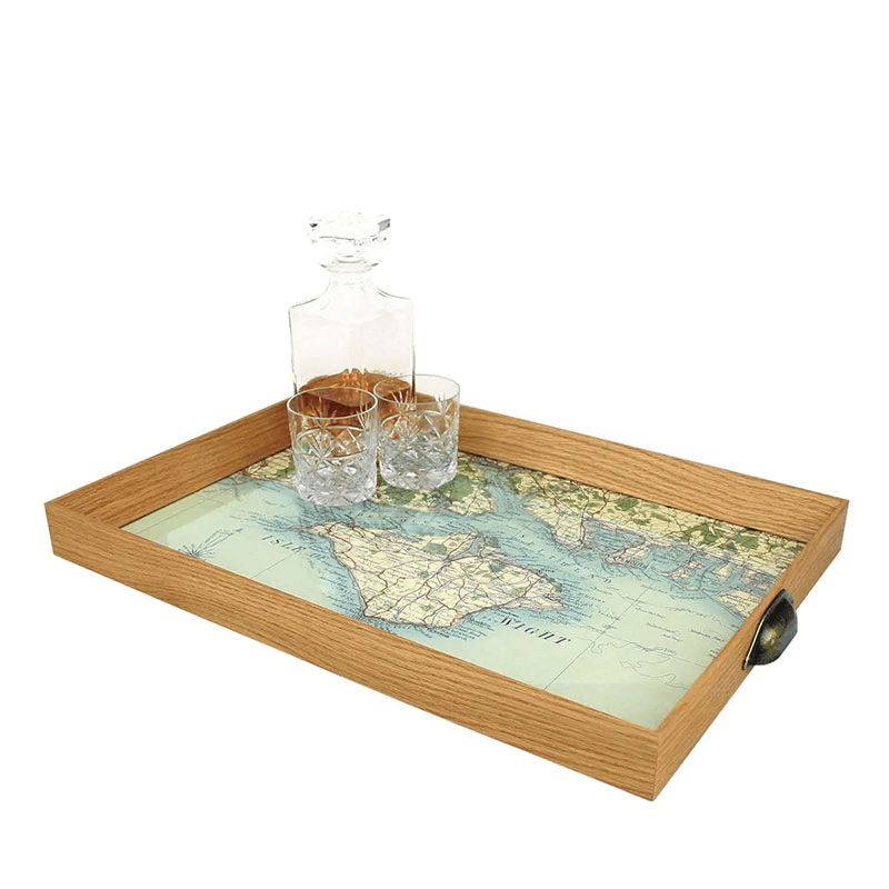 Personalised Drinks Tray with Map Voucher, 46 x 32cm, Oak, Oak