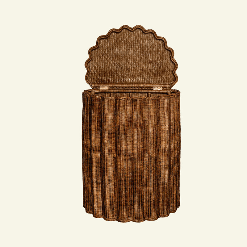 Shell Side Table / Laundry Basket, Teak