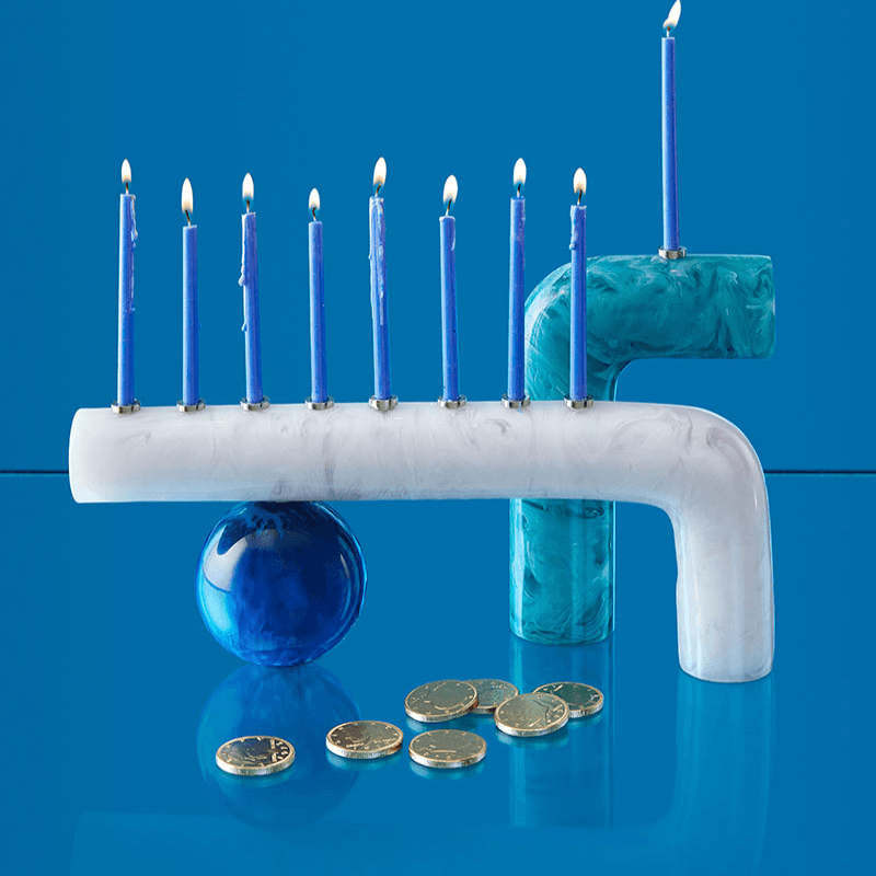 Mustique Menorah, 37cm, Blue