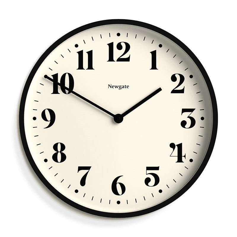 Number Two Wall Clock, D45cm, Black