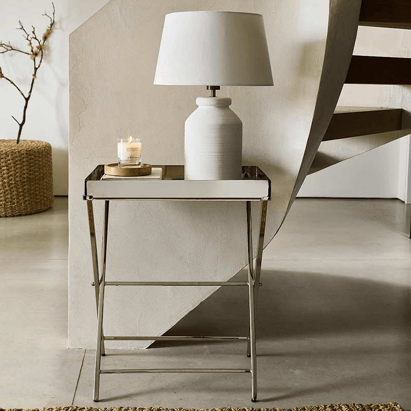 Hadston Side Table, H71cm, Silver