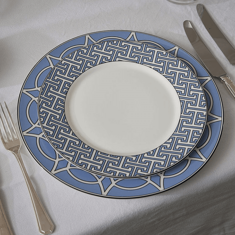 Maze Set of 2 Dessert Plate, D21cm, Cornflower Blue