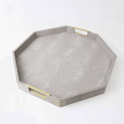 Image showing the Christie Octagonal Serving Tray, D50cm, Barley Shagreen product.