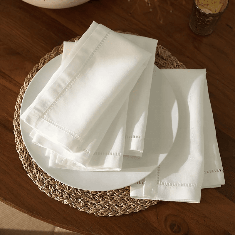 Luca Set of 4 Jour Work Napkins, 45 x 45cm, White
