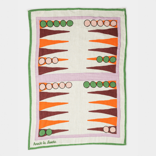 Image showing the Tea Towel, Burgundy Backgammon product.
