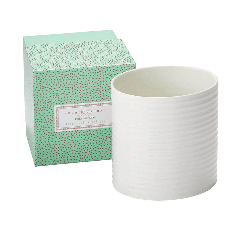 Ceramics Oval utensil jar large, 19 x 15cm, White