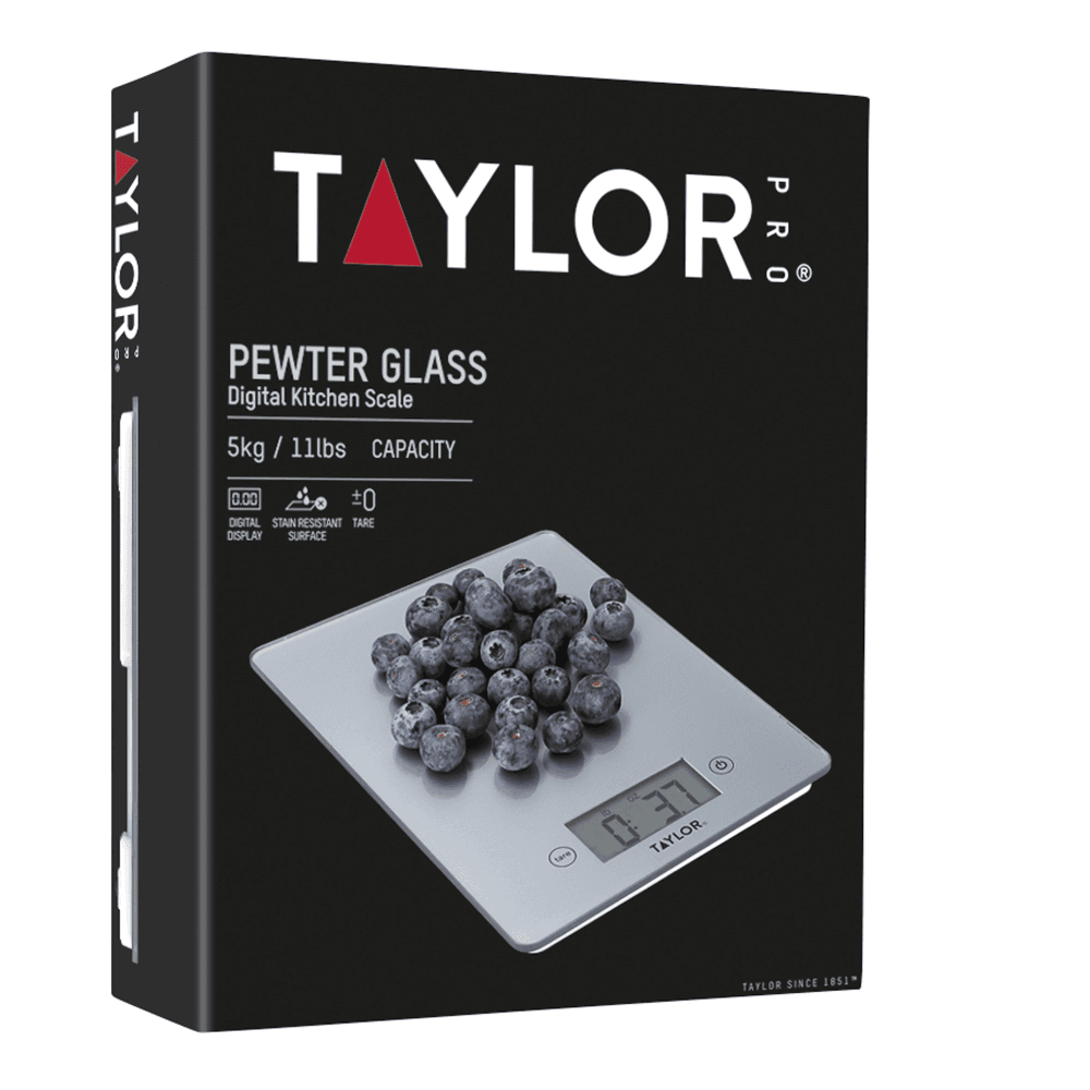 Glass digital scale, L23 x W17cm, Pewter