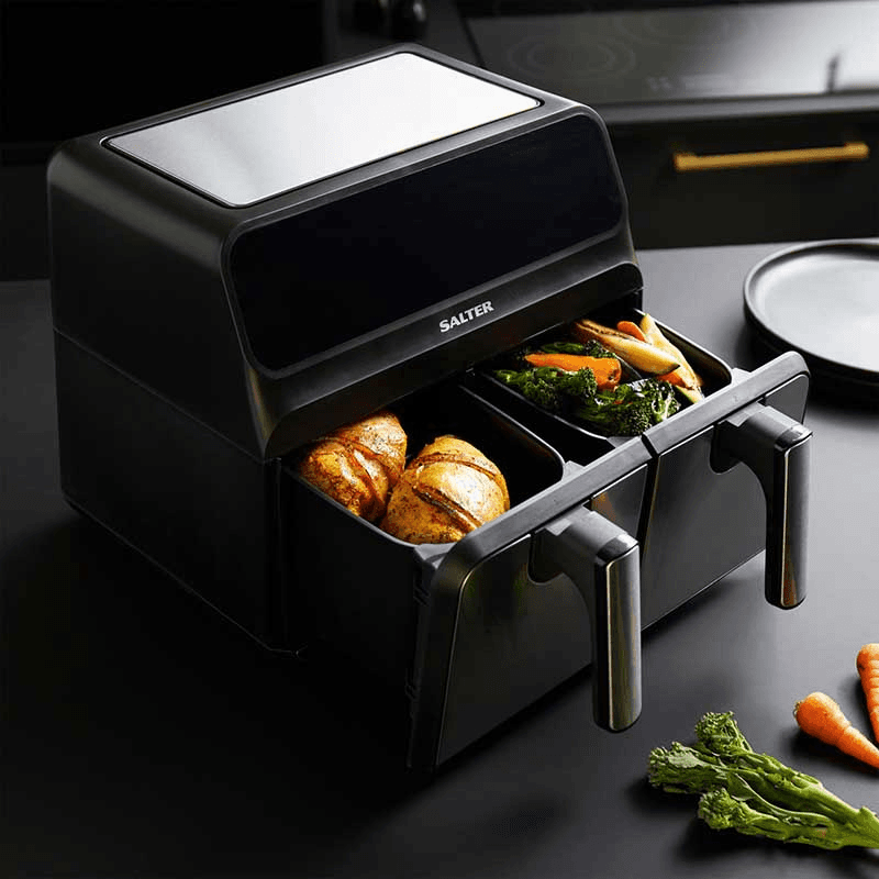 Dual Air Fryer, 7.6L, Silver