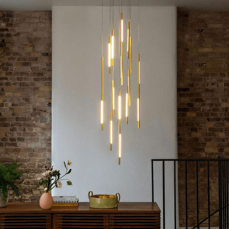 Saber LED 12 Light Cluster Pendant Chandelier, H80cm, Gold