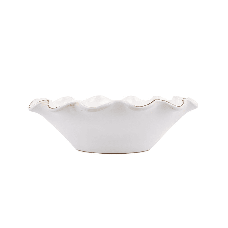 Ruffle Ceramic Bowl, Medium, White