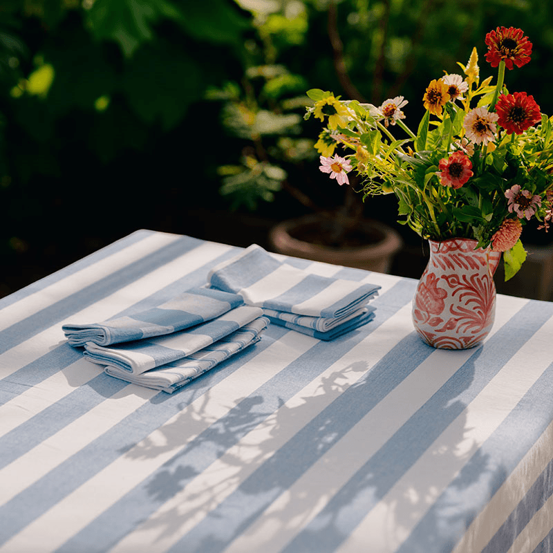 Stripe Tablecloth, W160 x L200cm, Cornflower Blue