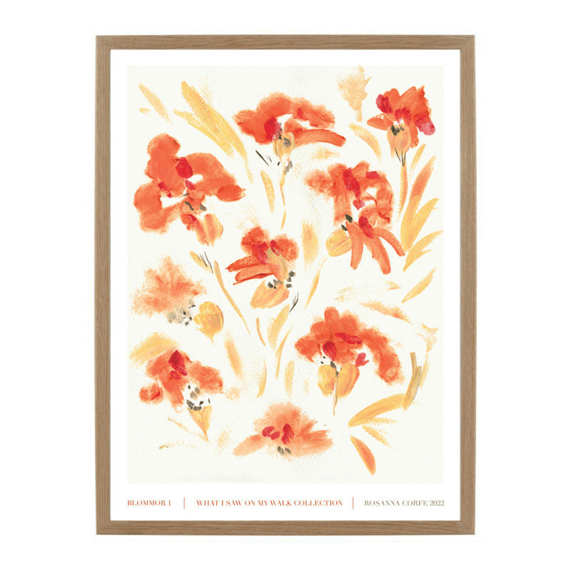 Blomma 01 Recycled Paper Print, A3, Orange