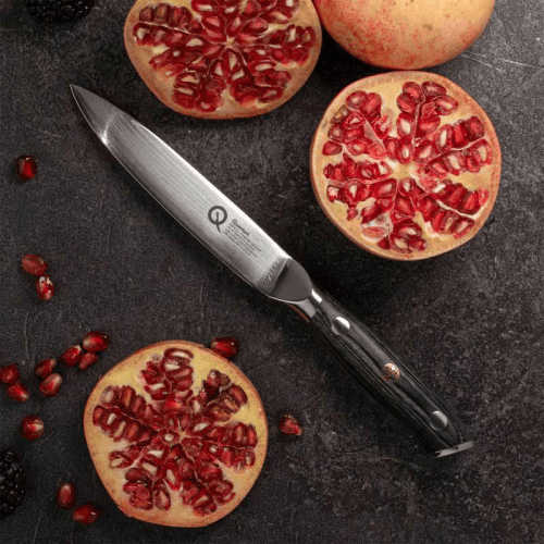 Image showing the Q30 Series Damascus Steel All Purpose Knife, 12cm, Black product.